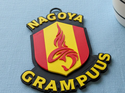 J1 Nagoya Grampus keychain badge color printable and renderable 3D Print Model