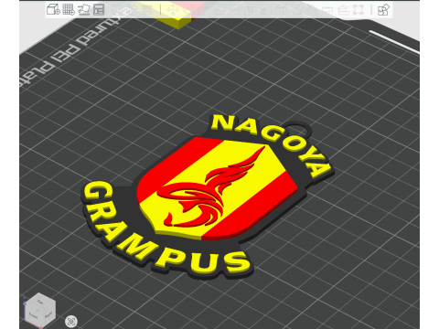 J1 Nagoya Grampus keychain badge color printable and renderable 3D 打印模型