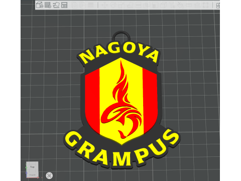 J1 Nagoya Grampus keychain badge color printable and renderable 3D 打印模型