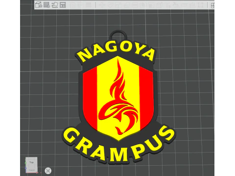 J1 Nagoya Grampus keychain badge color printable and renderable 3D Print Model