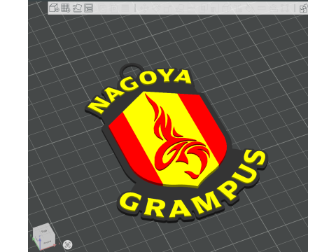 J1 Nagoya Grampus keychain badge color printable and renderable 3D 打印模型