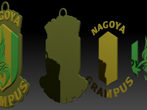 J1 Nagoya Grampus keychain badge color printable and renderable 3D 打印模型