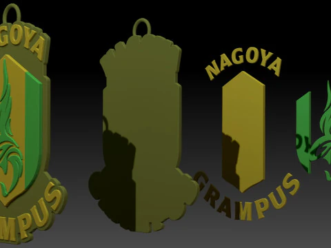 J1 Nagoya Grampus keychain badge color printable and renderable 3D Print Model
