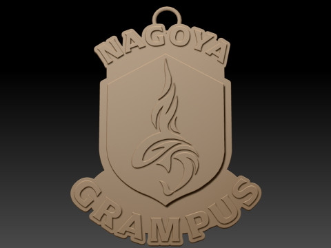J1 Nagoya Grampus keychain badge color printable and renderable 3D 打印模型