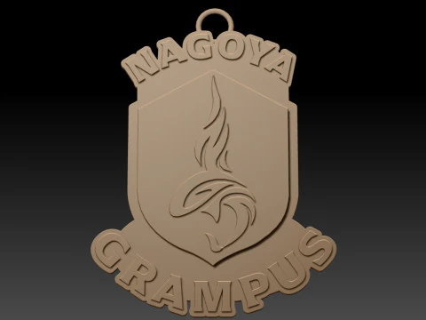 J1 Nagoya Grampus keychain badge color printable and renderable 3D Print Model
