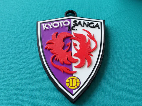 J1 Kyoto Sanga FC keychain badge color printable and renderable 3D Print Model