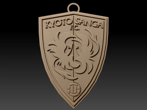 J1 Kyoto Sanga FC keychain badge color printable and renderable 3D Print Model