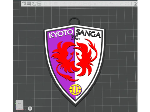 J1 Kyoto Sanga FC keychain badge color printable and renderable 3D Print Model