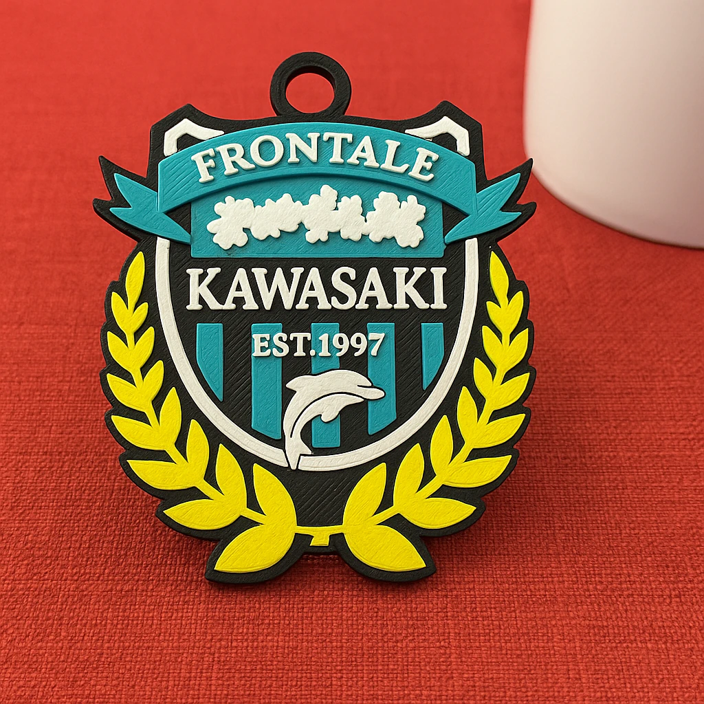 J1 Kawasaki Frontale keychain badge color printable and renderable 3D Print Model .c4d .max .obj .3ds .fbx .stl .blend