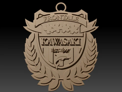 J1 Kawasaki Frontale keychain badge color printable and renderable 3D Print Model