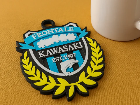 J1 Kawasaki Frontale keychain badge color printable and renderable 3D Print Model