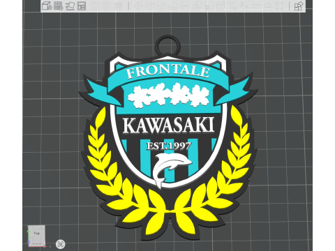 J1 Kawasaki Frontale keychain badge color printable and renderable 3D Принт Модель