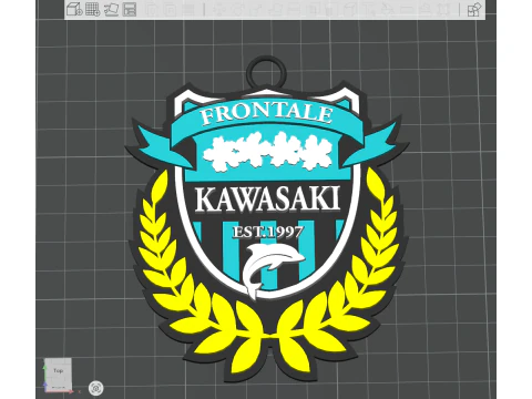 J1 Kawasaki Frontale keychain badge color printable and renderable 3D Print Model