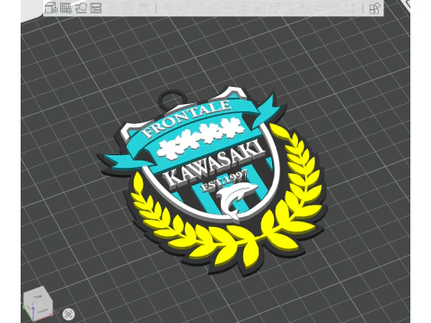 J1 Kawasaki Frontale keychain badge color printable and renderable 3D Print Model