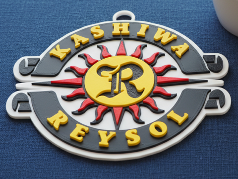 J1 Kashiwa Reysol keychain badge color printable and renderable 3D printmodel