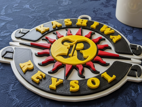 J1 Kashiwa Reysol keychain badge color printable and renderable 3D Print Model