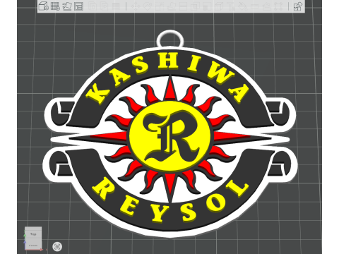 J1 Kashiwa Reysol keychain badge color printable and renderable 3D Print Model