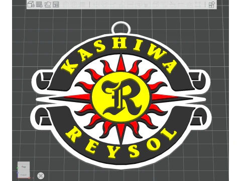 J1 Kashiwa Reysol keychain badge color printable and renderable 3D Print Model