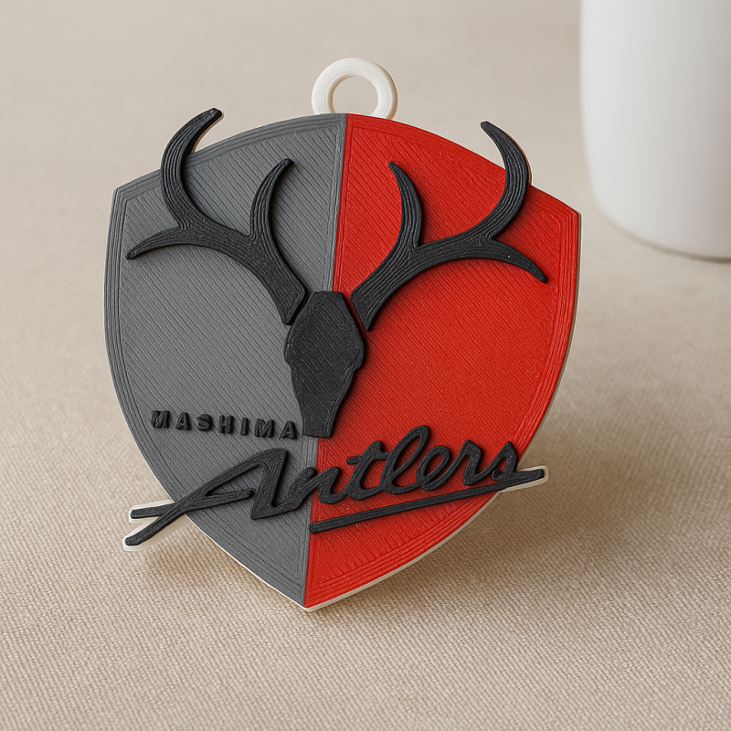 J1 Kashima Antlers keychain badge color printable and renderable 3D printmodel .c4d .max .obj .3ds .fbx .stl .blend 