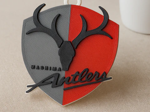 J1 Kashima Antlers Schl&uuml;sselanh&auml;nger-Abzeichen in Farbe zum Ausdrucken und Rendern 3D Druckmodell