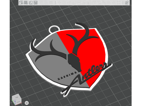 J1 Kashima Antlers keychain badge color printable and renderable 3D printmodel