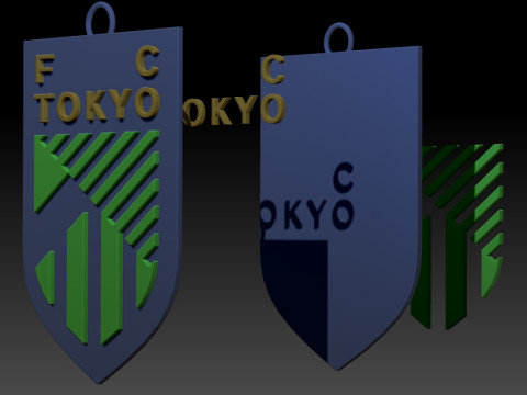 J1 FC TOKYO keychain badge color printable and renderable 3D printmodel