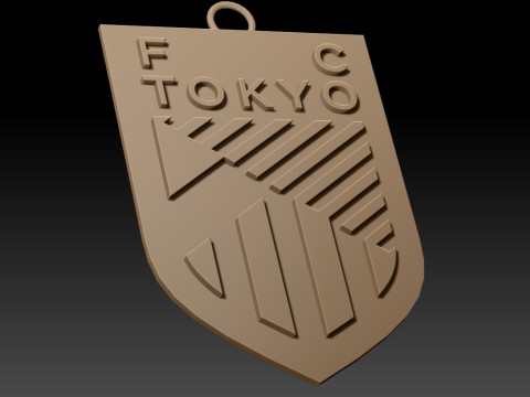 J1 FC TOKYO keychain badge color printable and renderable 3D printmodel