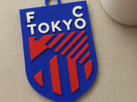 J1 FC TOKYO keychain badge color printable and renderable 3D printmodel