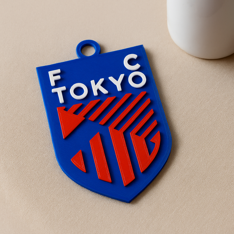 J1 FC TOKYO keychain badge color printable and renderable 3D printmodel .c4d .max .obj .3ds .fbx .stl .blend 