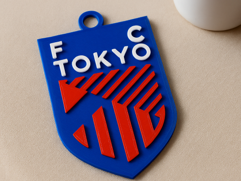 J1 FC TOKYO keychain badge color printable and renderable 3D printmodel
