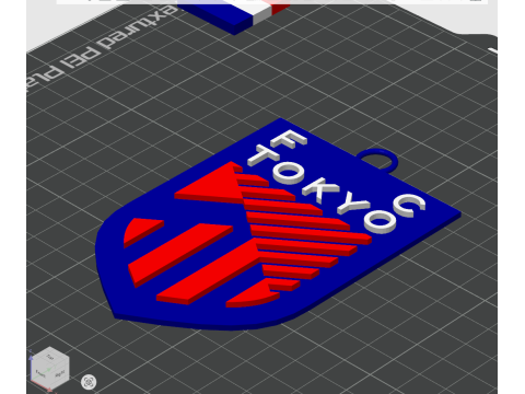 J1 FC TOKYO keychain badge color printable and renderable 3D printmodel