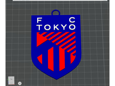 J1 FC TOKYO keychain badge color printable and renderable 3D printmodel