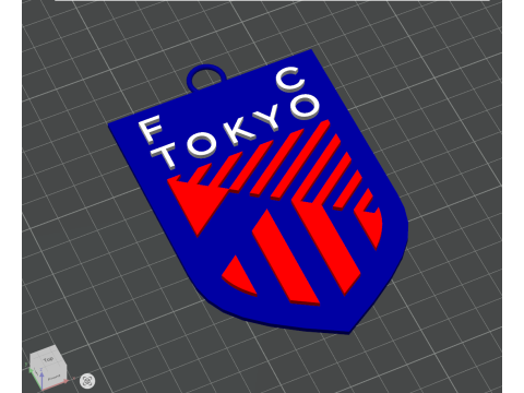 J1 FC TOKYO keychain badge color printable and renderable 3D printmodel
