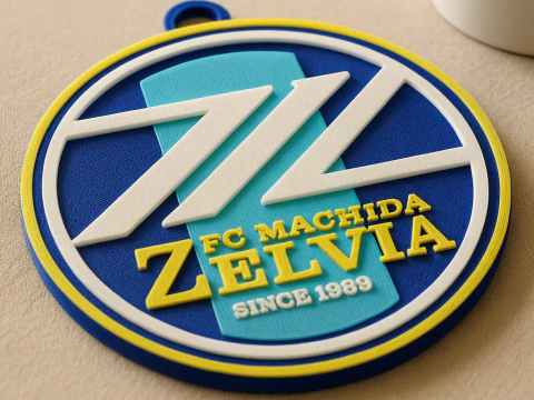 J1 FC Machida Zelvia sleutelhangerbadge in kleur afdrukbaar en renderbaar 3D printmodel