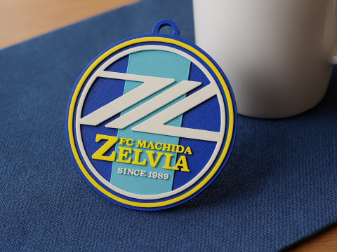J1 FC Machida Zelvia keychain badge color printable and renderable 3D प्रिंट मॉडल