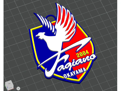 J1 Fagiano Okayama keychain badge color printable and renderable 3D Print Model