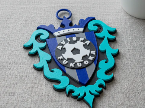 J1 Avispa Fukuoka keychain badge color printable and renderable 3D Print Model