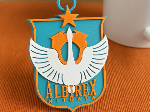 J1 Albirex Niigata keychain badge color printable and renderable 3D printmodel