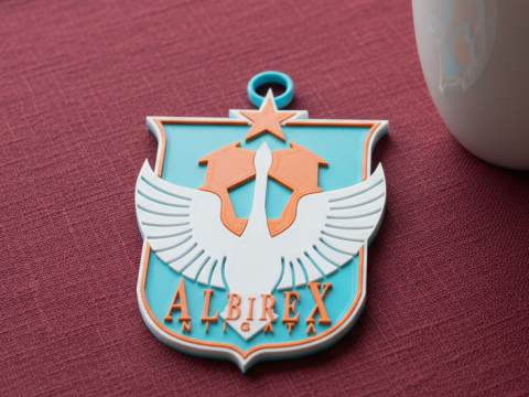 J1 Albirex Niigata keychain badge color printable and renderable 3D printmodel