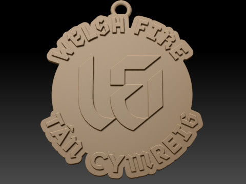The Hundred Welsh Fire keychain badge color printable and renderable 3D Принт Модель