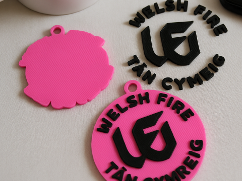 The Hundred Welsh Fire keychain badge color printable and renderable 3D Принт Модель