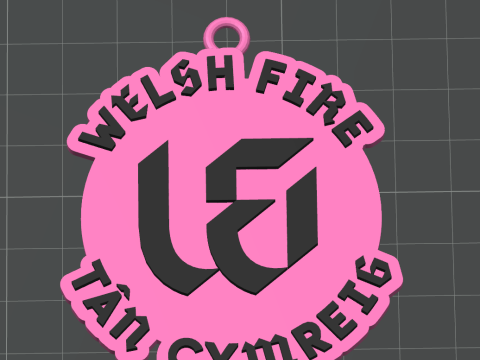 The Hundred Welsh Fire keychain badge color printable and renderable 3D Принт Модель