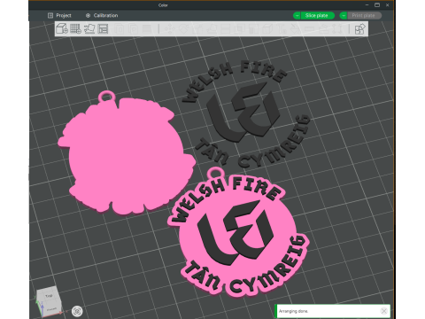 The Hundred Welsh Fire keychain badge color printable and renderable 3D Принт Модель