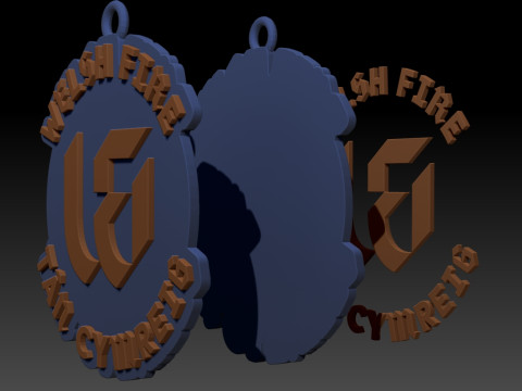 The Hundred Welsh Fire keychain badge color printable and renderable 3D Принт Модель