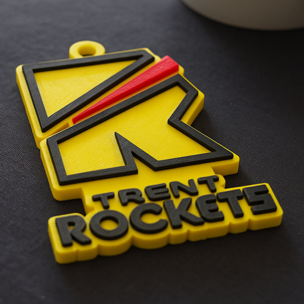 The Hundred Trent Rockets keychain badge color printable and renderable Modello di stampa 3D .c4d .max .obj .3ds .fbx .stl .blend