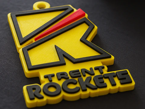 Le badge du porte-clés Hundred Trent Rockets est imprimable et rendu en couleur Modèles 3D en vedette