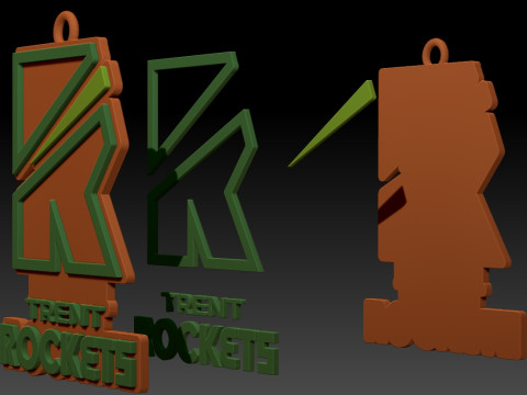 The Hundred Trent Rockets keychain badge color printable and renderable Modello di stampa 3D