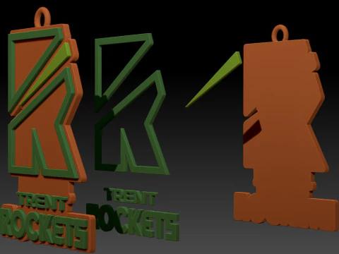 The Hundred Trent Rockets keychain badge color printable and renderable 3D Print Model