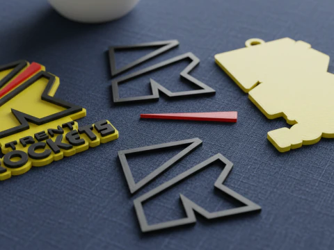 The Hundred Trent Rockets keychain badge color printable and renderable 3D Print Model