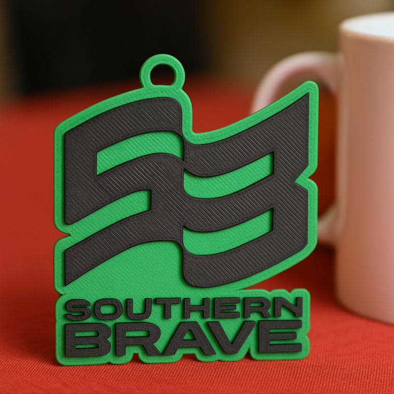 The Hundred Southern Brave keychain badge color printable and renderable 3D Print Model .c4d .max .obj .3ds .fbx .stl .blend
